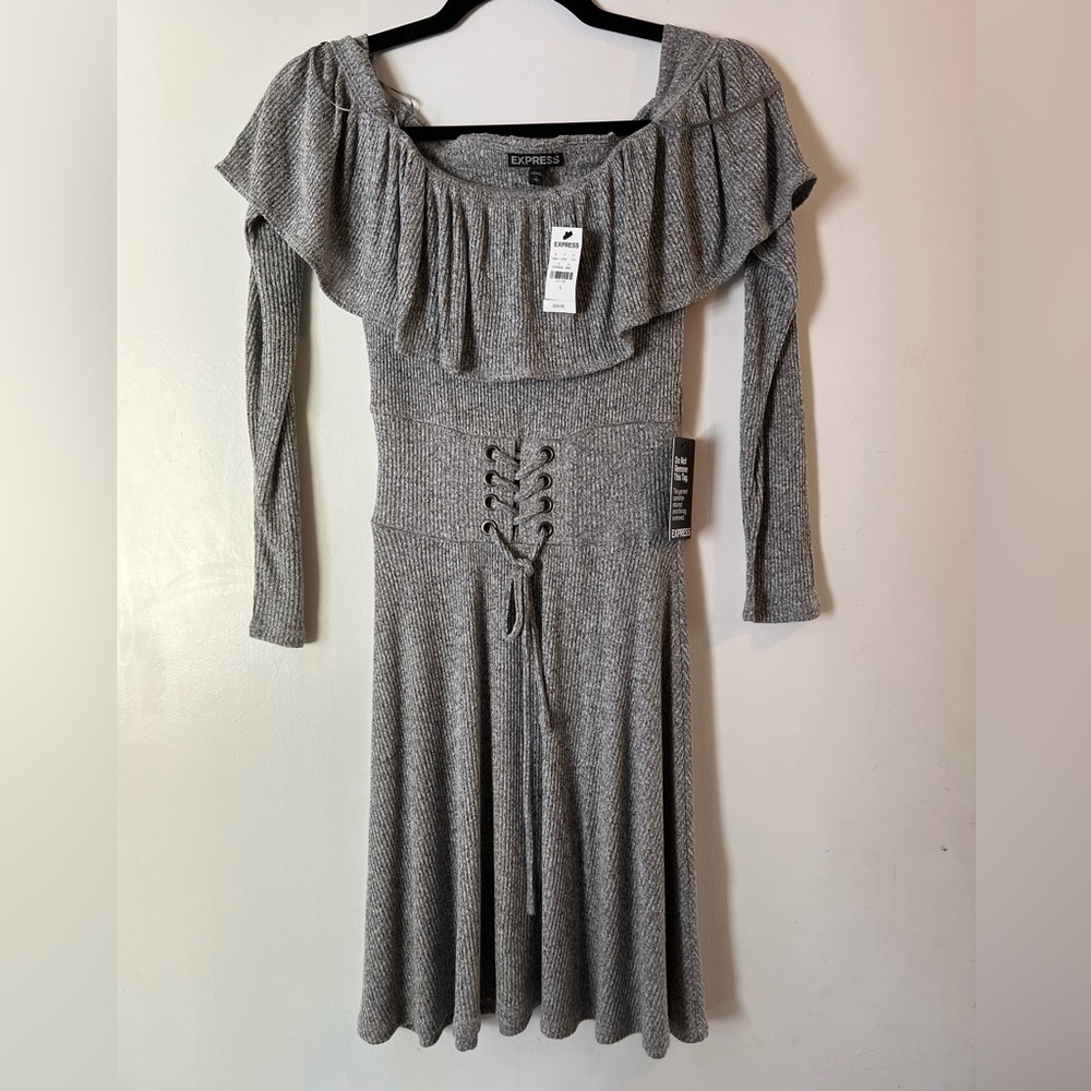 BRAND NEW! Express modern front-tie dress, sz S. Perfect cocktail or date dress.
